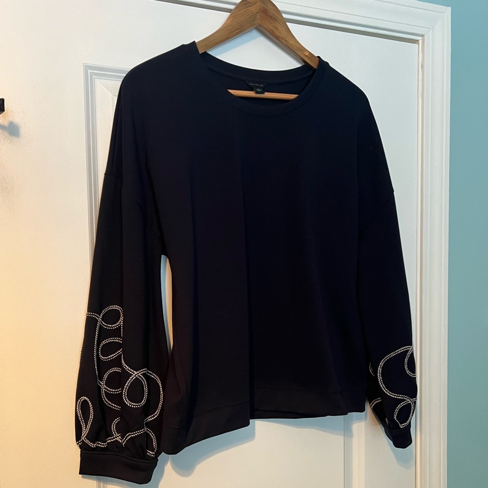 Dark Blue Ann Taylor  Embroidered Women's Top